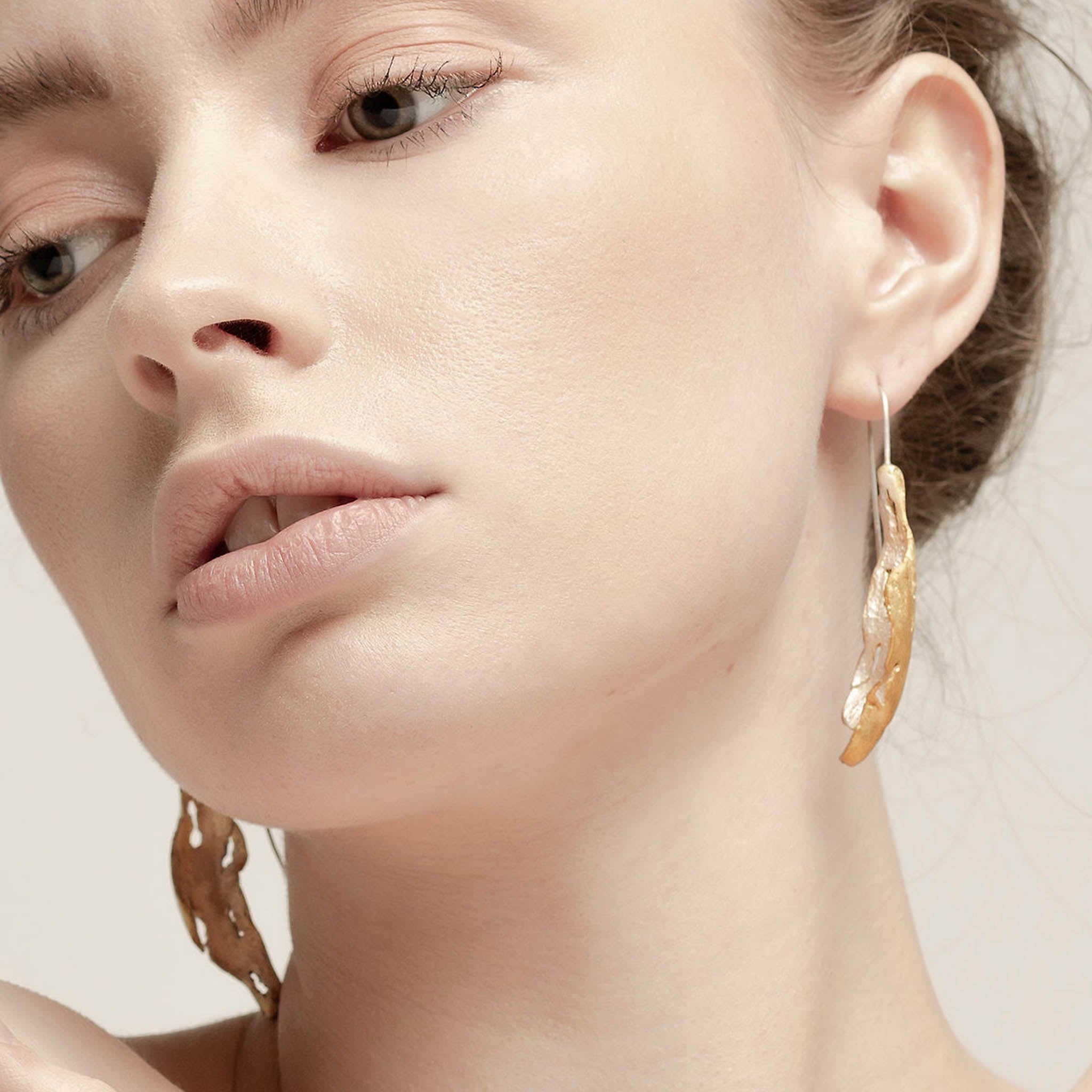 Sterling Silver Earth and Fire Earrings with Gold-Plate